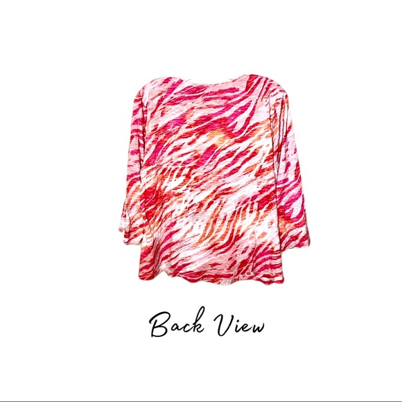 Chico's VIBRANT Peasant Blouse Sz 2 - Picture 5 of 7